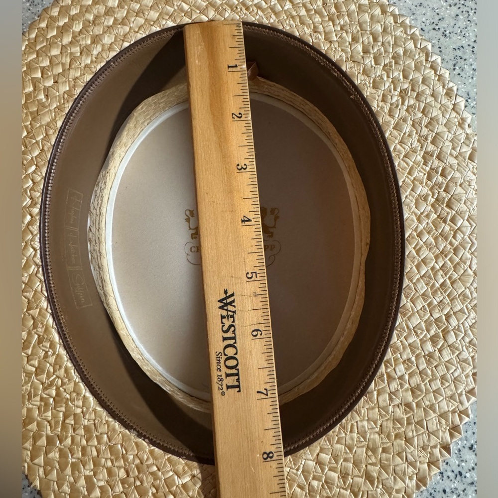 Vtg 50s Hughes Hatcher Suffrin Brown straw boaters hat Crofut & Knapp Size 7 1/4 - Picture 16 of 16